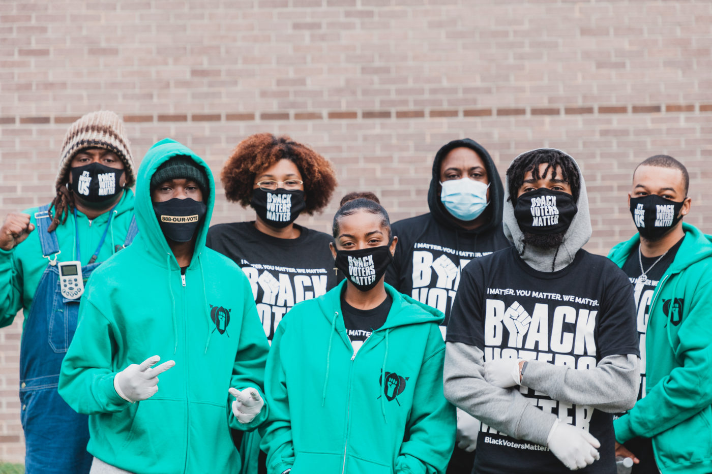 Group of young adults in North Carolina with Black Voters Matter clothing