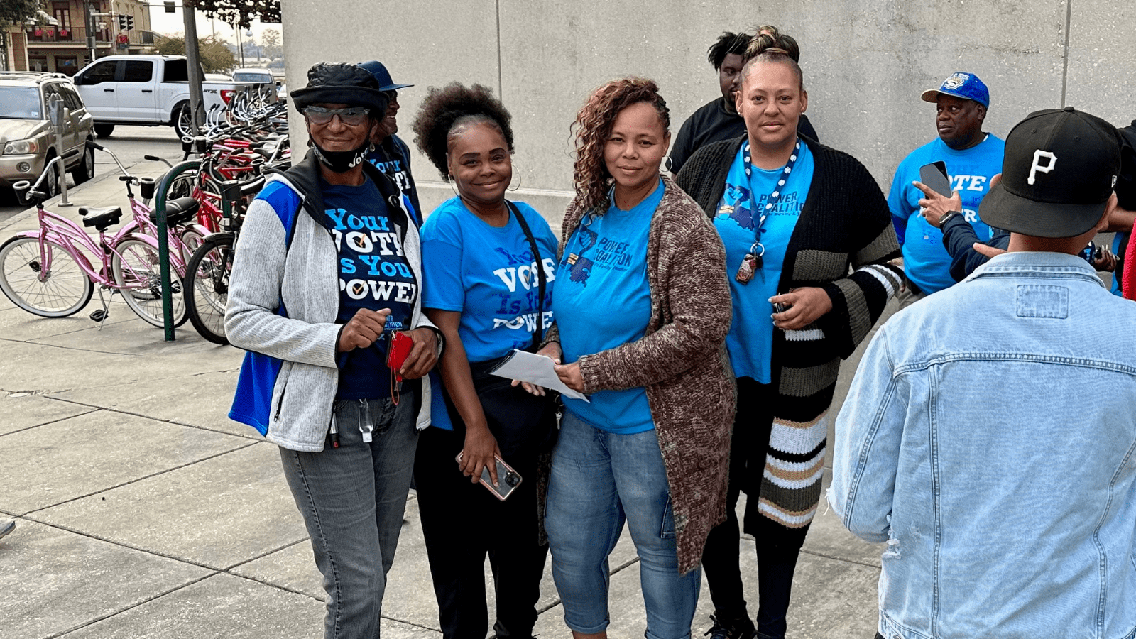 Volunteers in Louisiana with Power Coalition for Equity and Justice come together for a Bike-N-Vote to encourage people to vote early. Image credit: Power Coalition for Equity and Justice