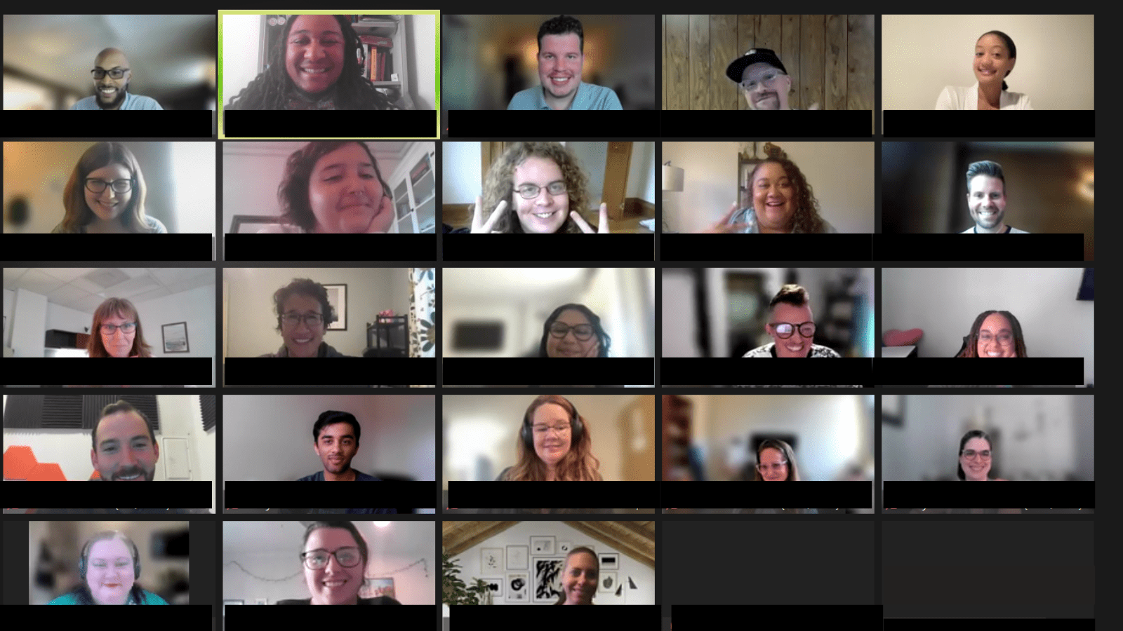 State Voices staff smile on zoom gathering
