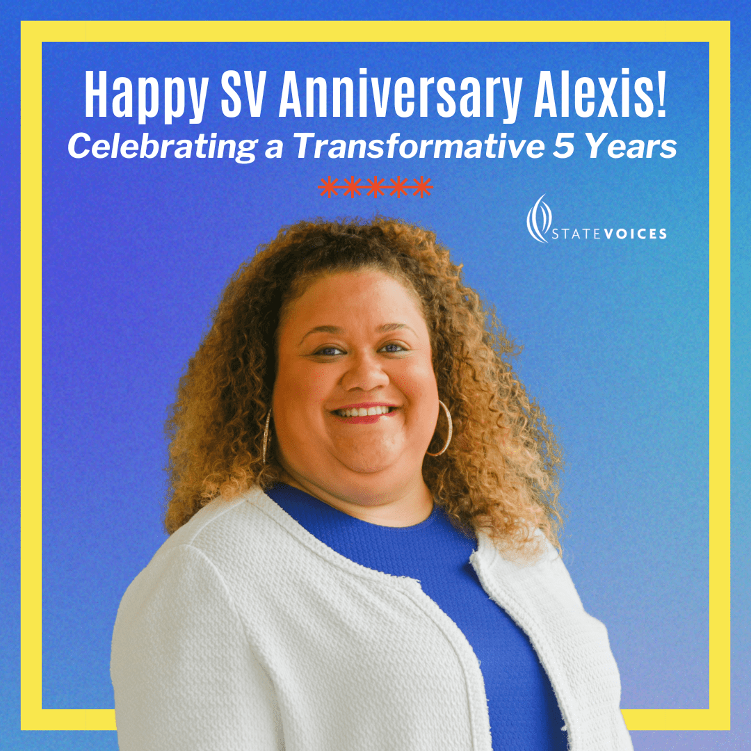 A photo of Alexis-Anderson Reed to celebrate her 5 year anniversary with State Voices.