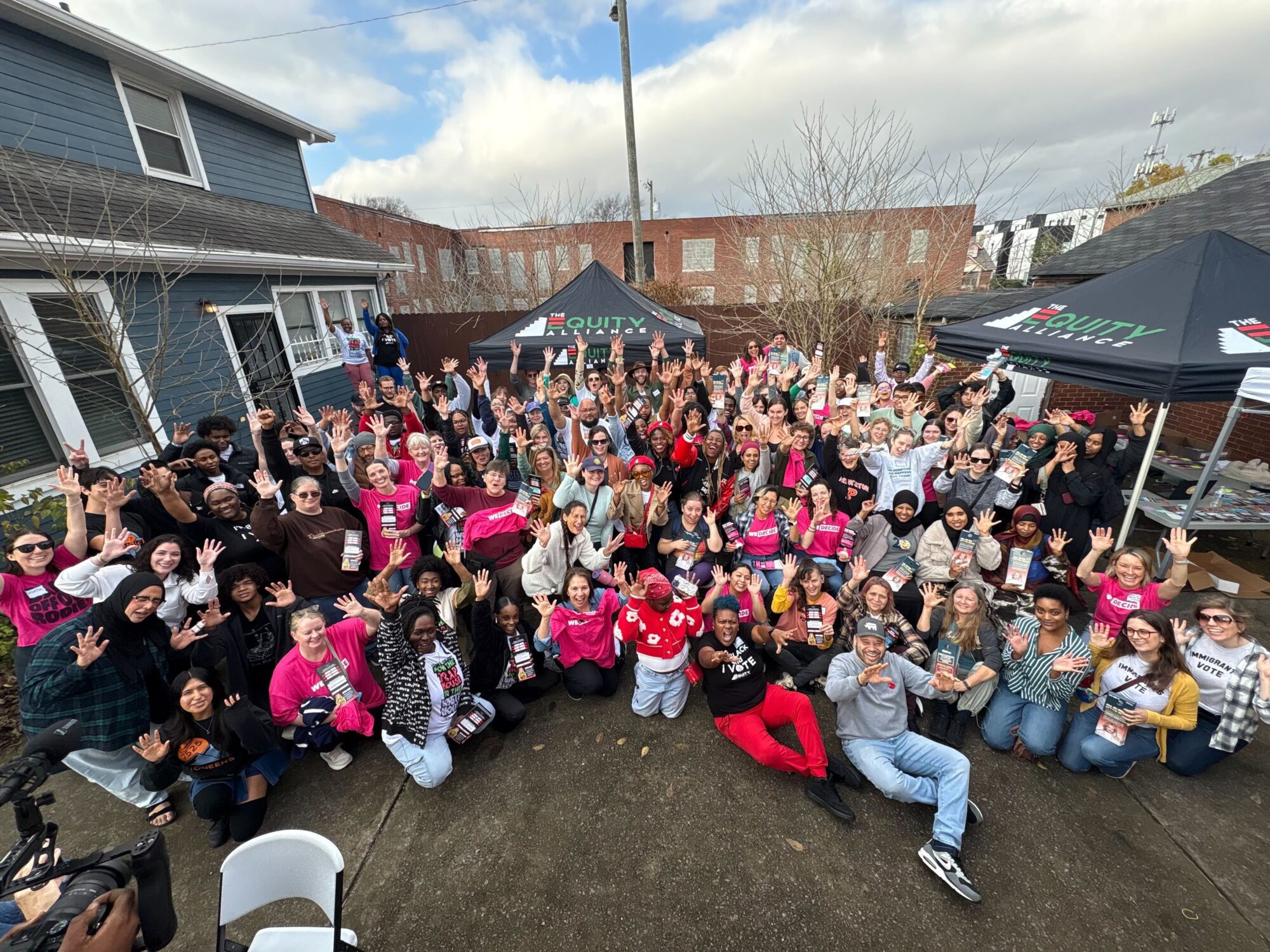 About one hundred people who are a part of partner organizations of Civic TN, including the Equity Alliance, gather together for a canvass