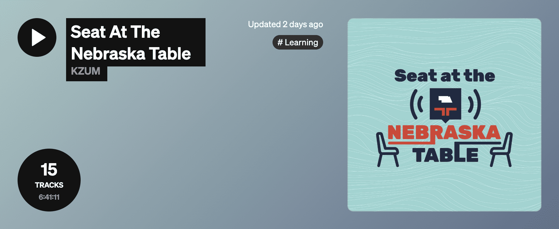 A Seat at the Nebraska Table logo and Soundcloud preview